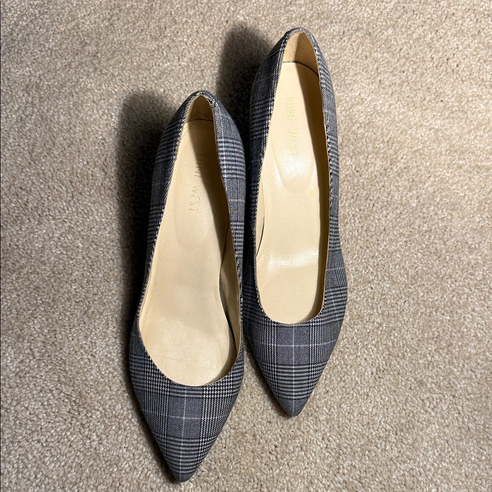 Nine West Gray Plaid Heels